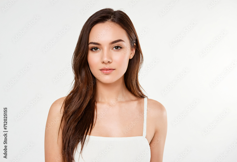 Portrait of young woman with perfect skin clean on white background Portrait of young woman with perfect skin clean on white background