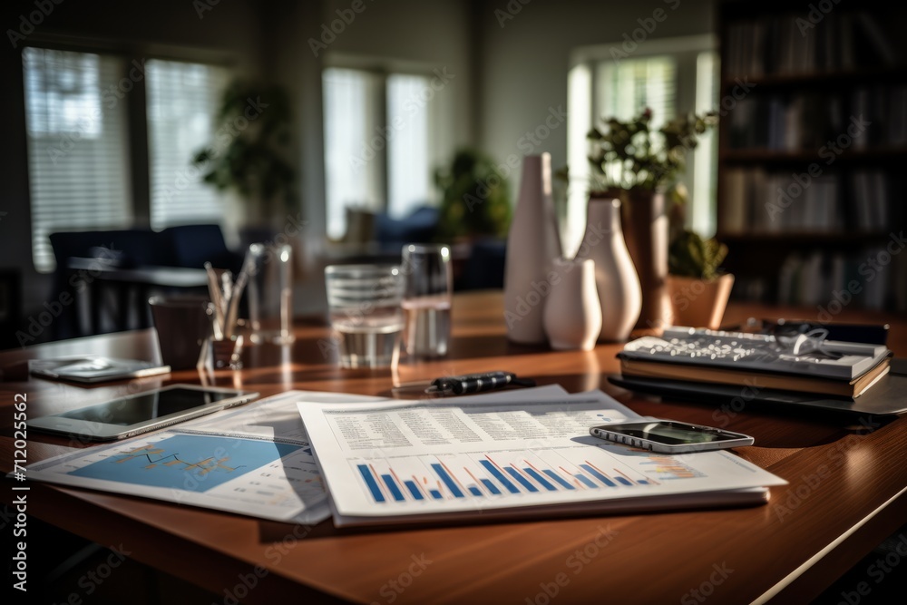 Financial planner's desk with calculators, charts, and investment guides, Generative AI Financial planner's desk with calculators, charts, and investment guides, Generative AI