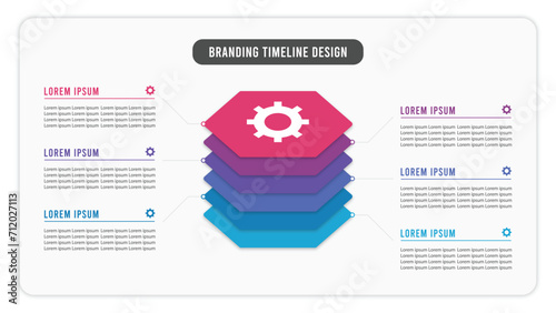 Hexagon Base Platform six step infographics