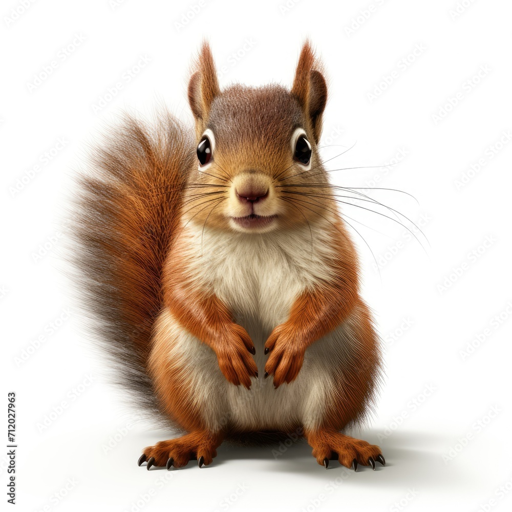 A red squirrel sitting on white background A red squirrel sitting on white background