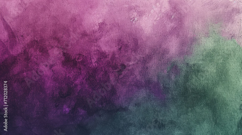 Abstract watercolor background on canvas with a dynamic mix of plum, forest green and light purple