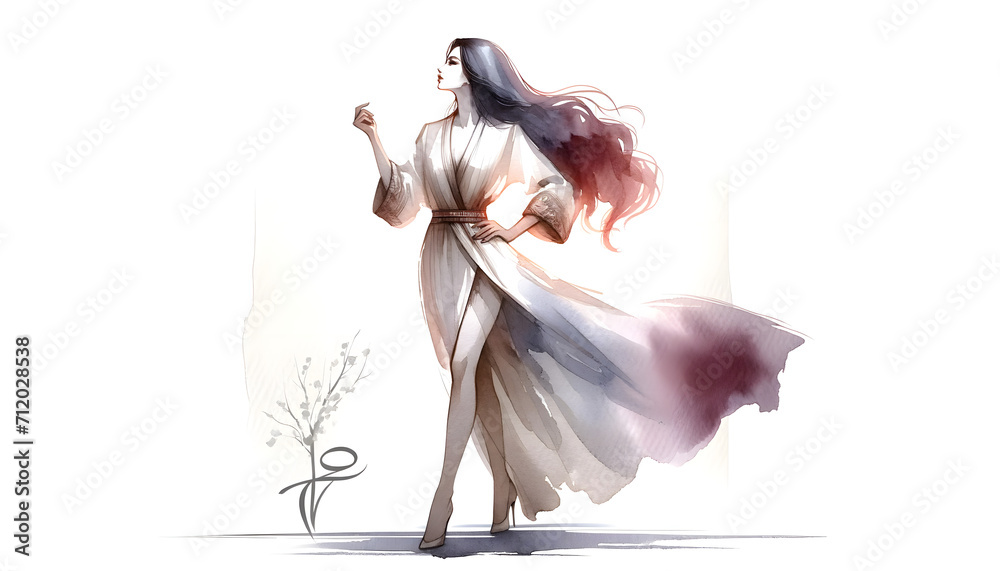 Naklejka premium Women's Day watercolor on white background