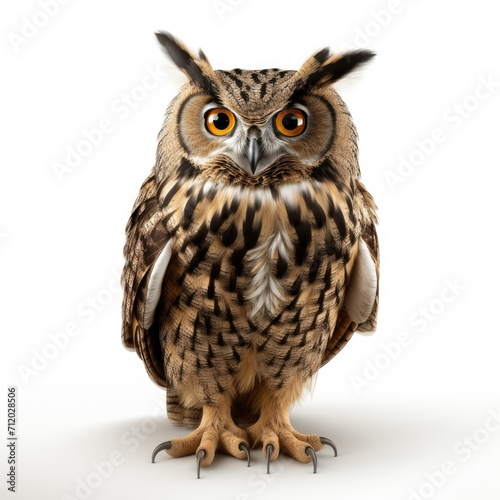 Eurasian eagle owl isolated on white background
