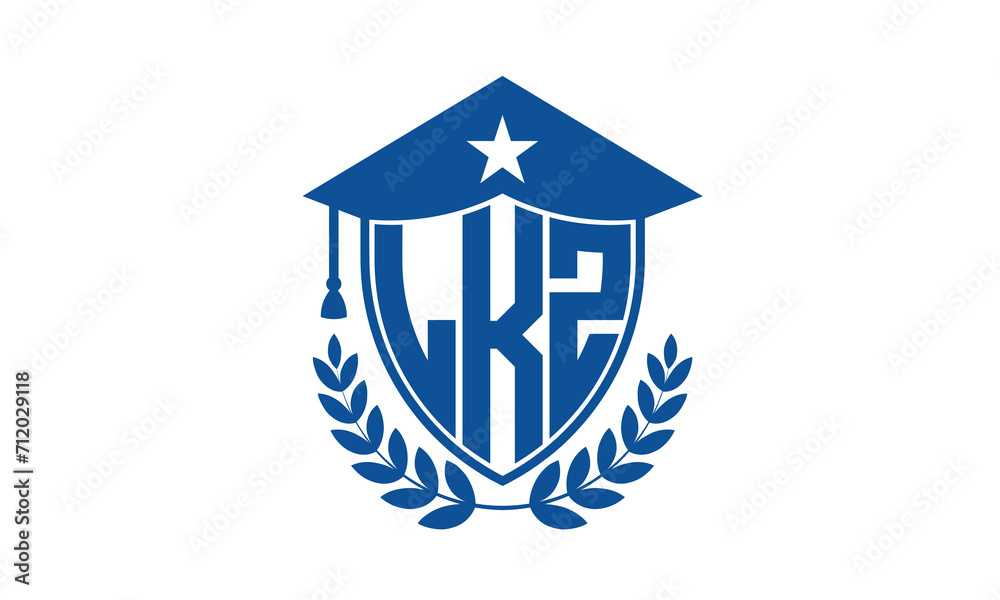 LKZ three letter iconic academic logo design vector template. monogram, abstract, school, college, university, graduation cap symbol logo, shield, model, institute, educational, coaching canter, tech LKZ three letter iconic academic logo design vector template. monogram, abstract, school, college, university, graduation cap symbol logo, shield, model, institute, educational, coaching canter, tech