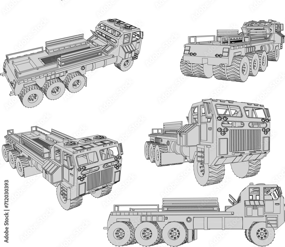 Vector sketch illustration of a transport truck car design at a mining site
