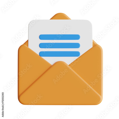 3D Email Model Accessing Your Digital Correspondence with Ease. 3d illustration, 3d element, 3d rendering. 3d visualization isolated on a transparent background