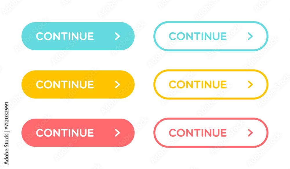 Vector Set of Continue Buttons