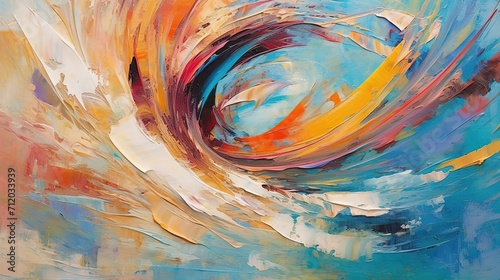 Abstract background of colorful swirling brushstrokes, moving and dynamic. Using colorful and contrasting colors.