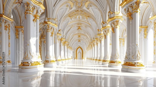 Foto A luxurious white and gold classical palace interior with ornate decorations