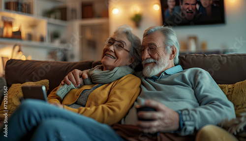 Old couple spending time together at home