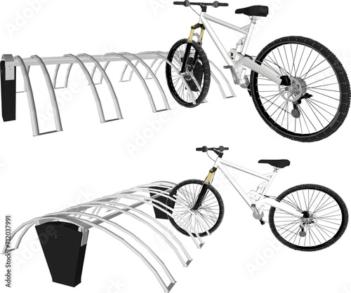 Vector sketch illustration of bicycle safety design for parking security in parks