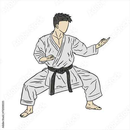 karate  kick and technic vector illustration logo