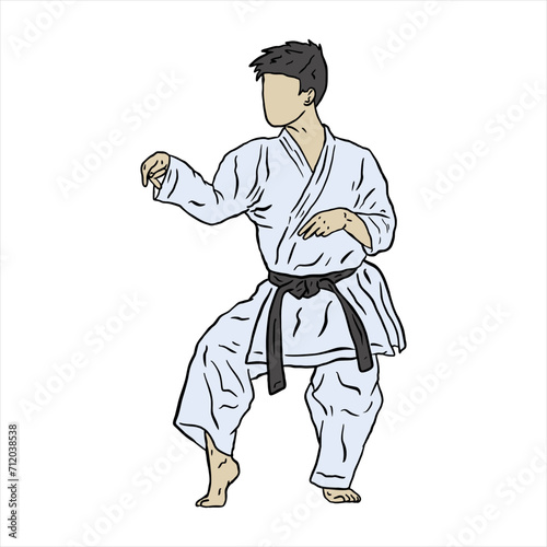 karate  kick and technic vector illustration logo
