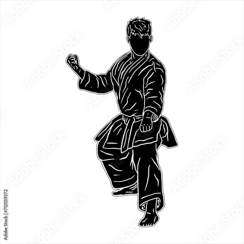 karate silhouette illustration logo vector
