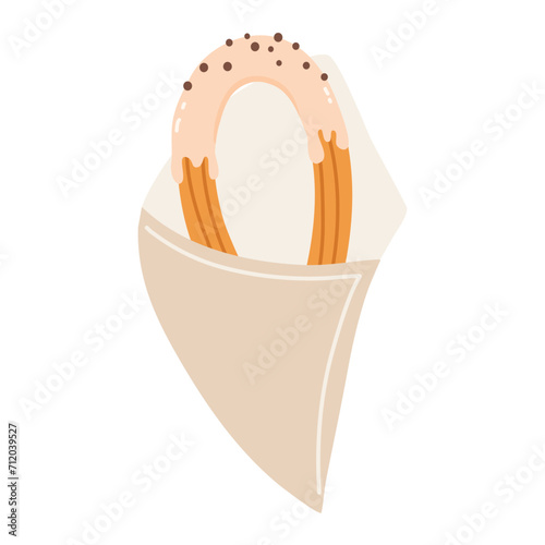 Homemade Spanish churros with sugar and cinnamon