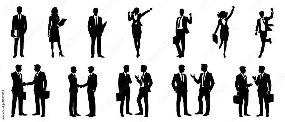 Businessman and businesswoman silhouette black filled vector Illustration icon