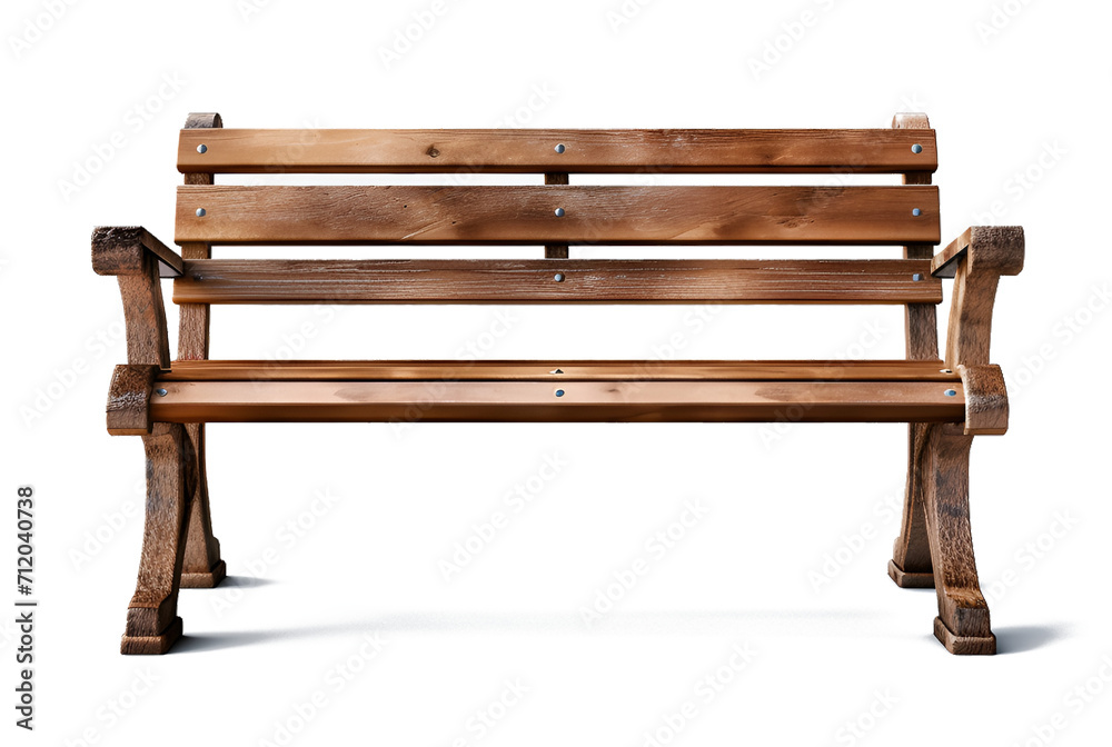 wooden park bench isolated on a transparent background, generative ai wooden park bench isolated on a transparent background, generative ai