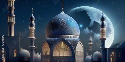 Ramadan moon, mosque, leant background design