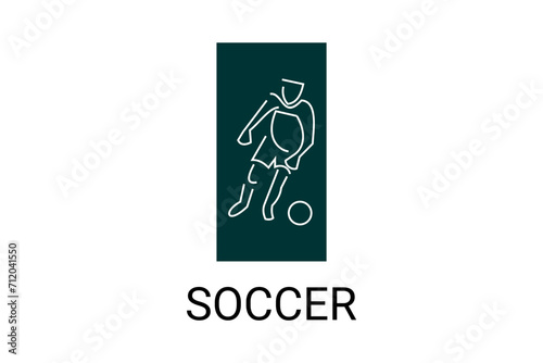 Soccer or football sport vector line icon. sportman, playing football. sport pictogram illustration. © Yuniar20