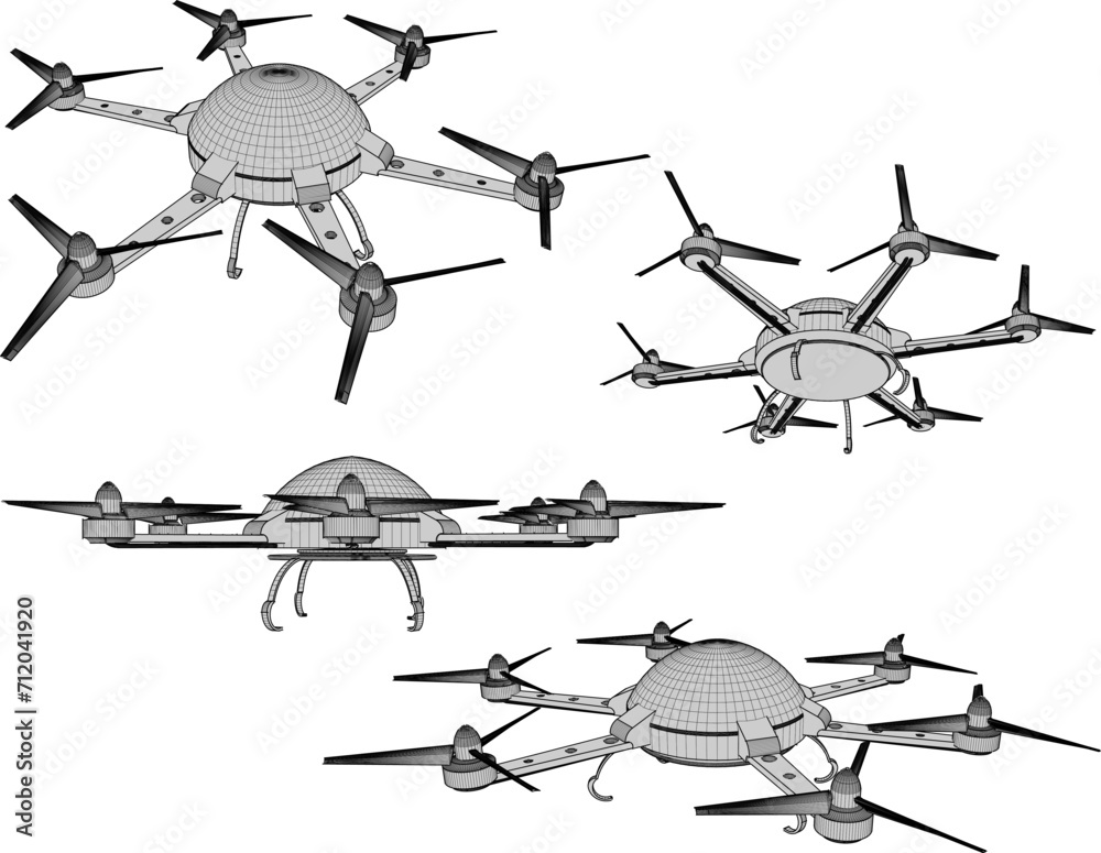 Vector sketch illustration of drone design for irrigation and fertilizer in agricultural land and plantations Vector sketch illustration of drone design for irrigation and fertilizer in agricultural land and plantations