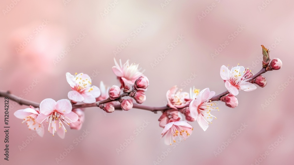 Obraz premium Delicate Spring Blossoms Blooming on Branches, Signifying the Beginning of Spring with Soft Pink Petals and Fresh Buds