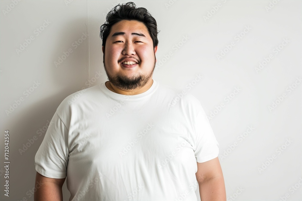 太っている日本人男性のポートレート（デブ・肥満・減量・ぽっちゃり・ダイエット・フィットネス）