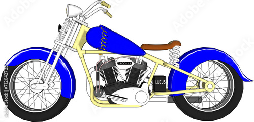 Vector sketch illustration of custom modified motorbike design for touring and competition