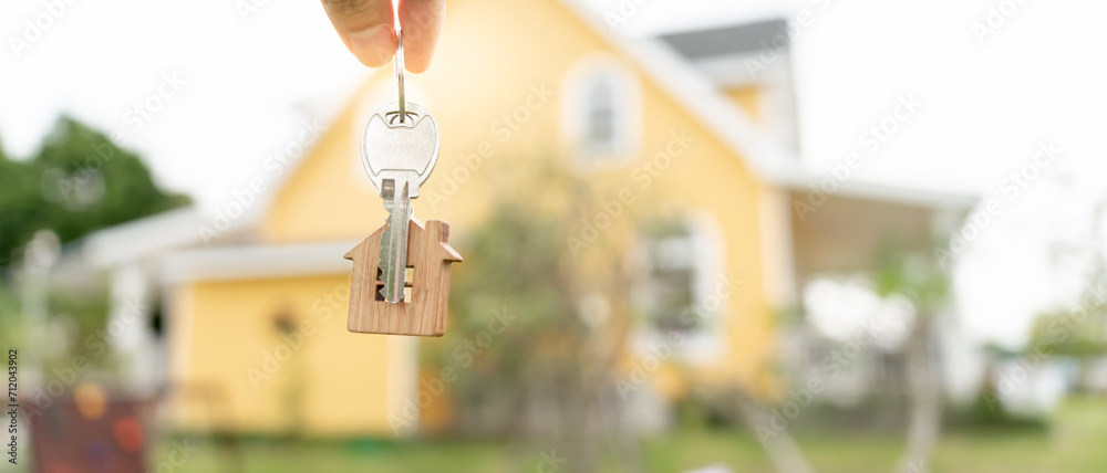 lease, rental and selling home. Real estate agent manager holding key for new owner.  rent house, Sales, loan credit financial, insurance, Seller, dealer, installment,  buy, sell, move in