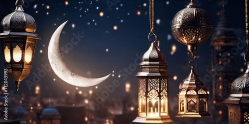 Ramadan moon, mosque, leant background design