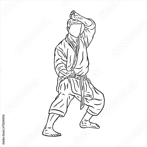 illustration of karate line art vector