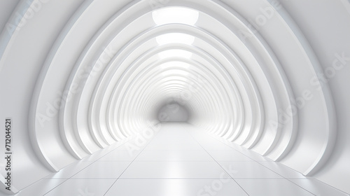 white hallway tunnel modern background with day light