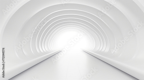 white hallway tunnel modern background with day light