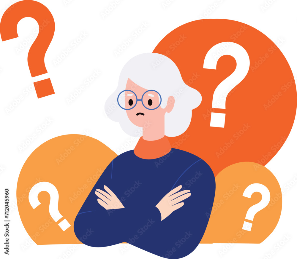 an old woman with suspicious expression in flat style isolated on background an old woman with suspicious expression in flat style isolated on background