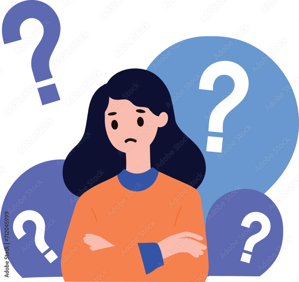 a woman with suspicious expression in flat style isolated on background a woman with suspicious expression in flat style isolated on background