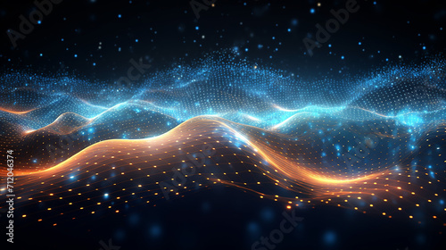 digital particles wave digital cyberspace background