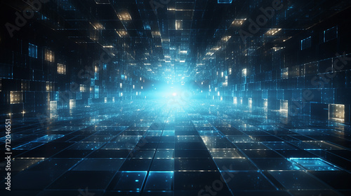 futuristic digital matrix particles grid virtual reality