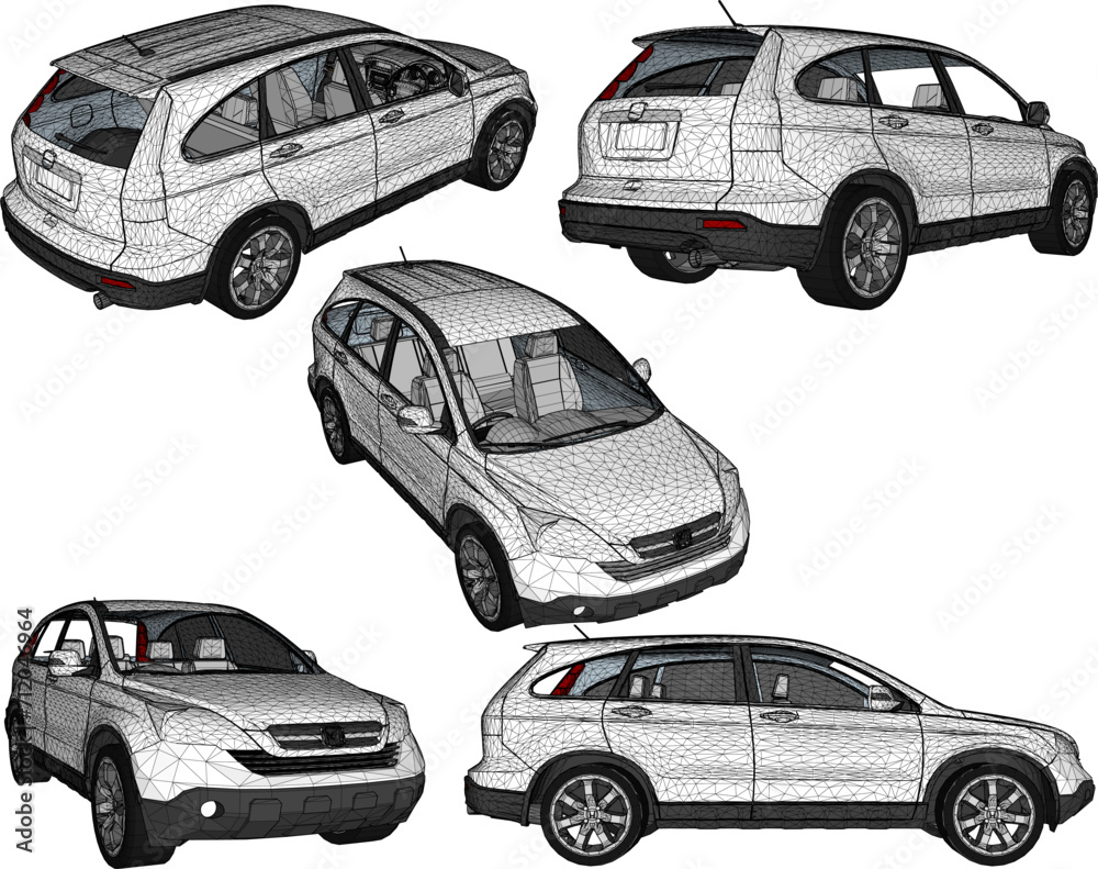 Vector sketch illustration of family minivan suv car design