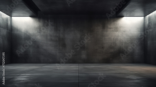 abstract empty dark concrete interior 3d