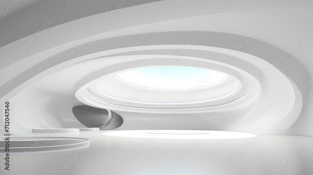 Fototapeta premium abstract white background architecture glossy room 3d render