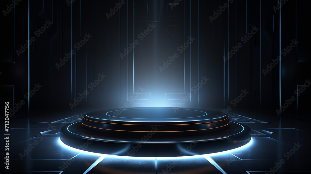 futuristic elegant dark podium with light and reflection background futuristic elegant dark podium with light and reflection background