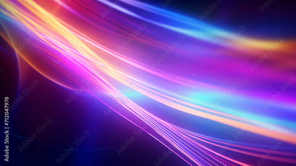 glowing sparkling colorful lines moving on bright color background
