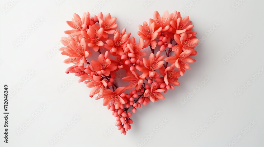 Romantic Living Coral Love: Heart Shape Made of Flowers for Valentine's Day Fashion, Copy Space Available Romantic Living Coral Love: Heart Shape Made of Flowers for Valentine's Day Fashion, Copy Space Available