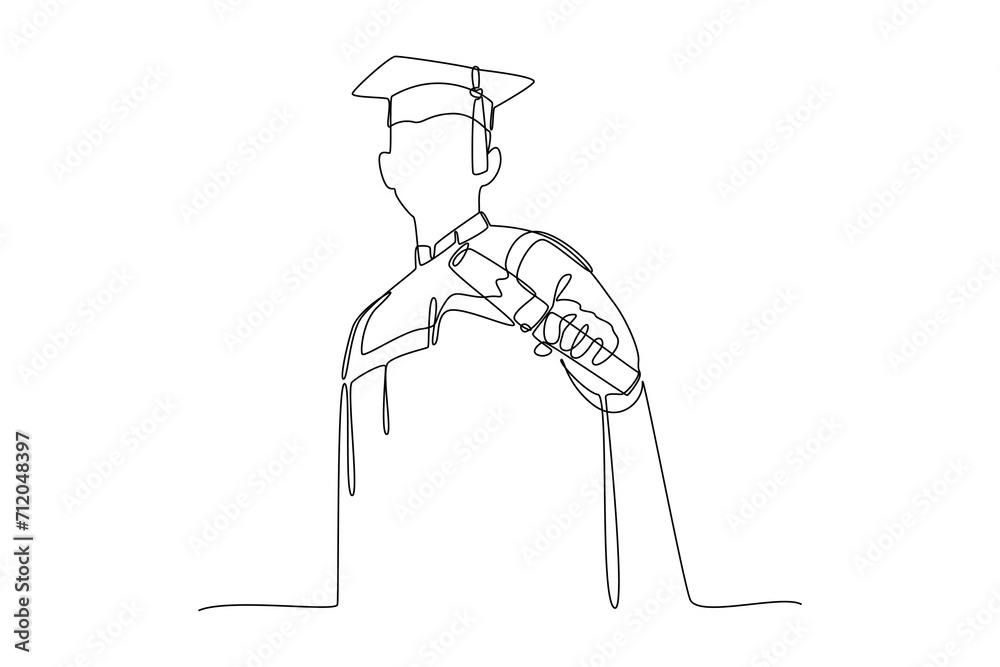One continuous line drawing of Student life concept. Doodle vector ...