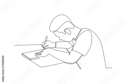 One continuous line drawing of Student life concept. Doodle vector illustration in simple linear style.