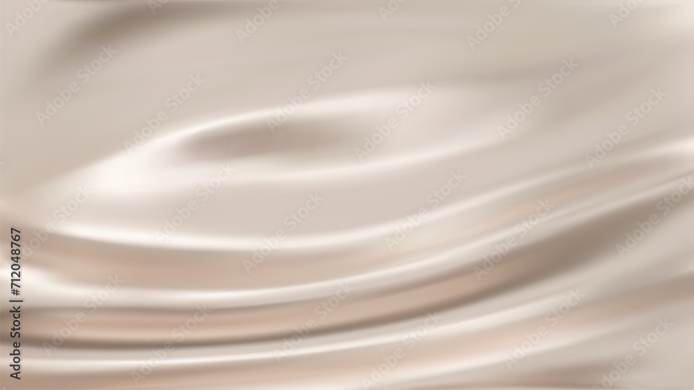 Obraz premium Abstract light beige gradient background. Minimalistic subtle wavy silk texture. 3D vector illustration.