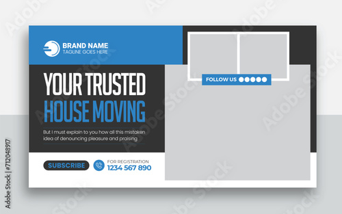 Moving service and delivery shipment youtube thumbnail and web banner template design	