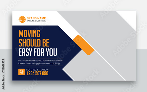 Moving service and delivery shipment youtube thumbnail and web banner template design	