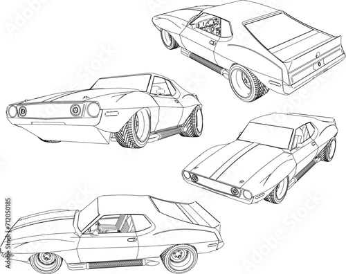 Vector sketch illustration of luxury high end street sport racing car design