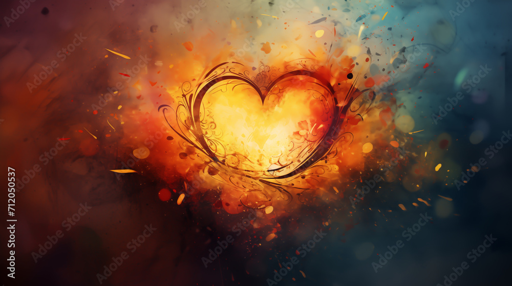 Obraz premium Heart, an abstract image of a heart, Vintage style background, feeling unhappy with love, broken heart, sad, depressed, grievous, regret with belove one. Human feeling, Emotional abstract picture