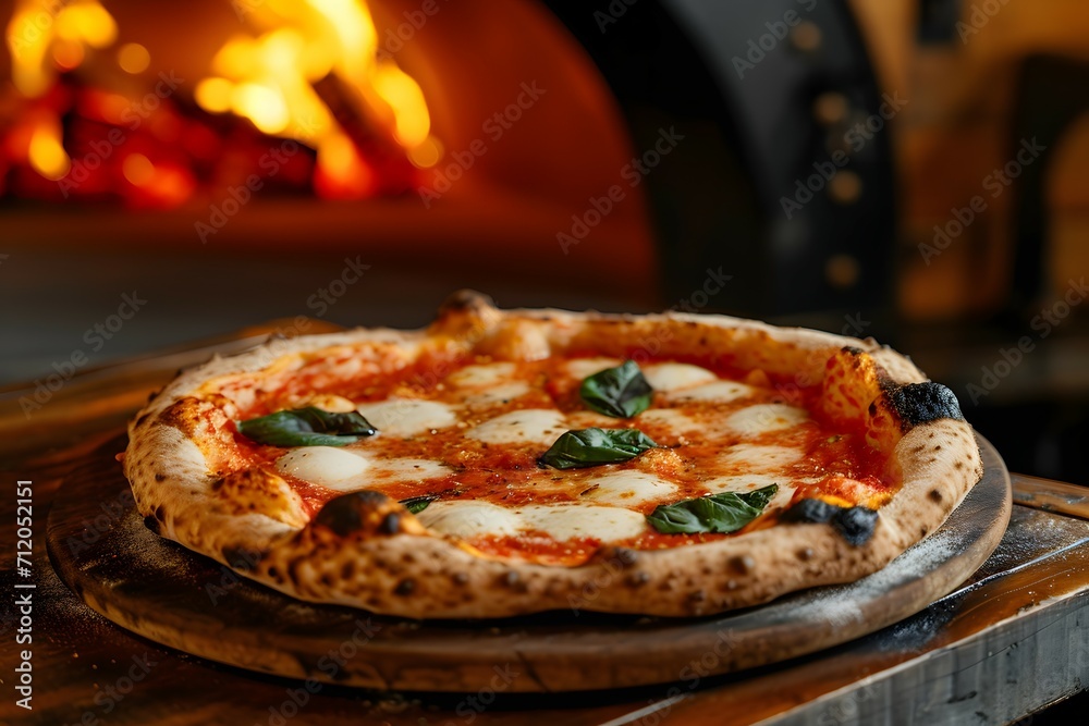 A Freshly Baked Neapolitan Pizza Ready To Be Served A Freshly Baked Neapolitan Pizza Ready To Be Served